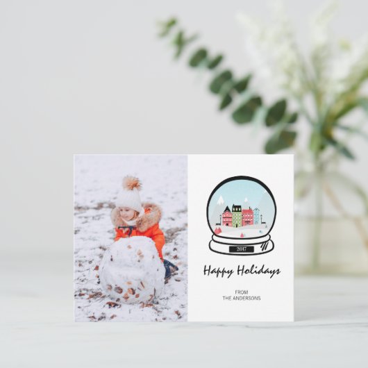 Winterschnee Globe Foto Postkarte (Stehend Vorderseite)