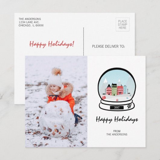 Winterschnee Globe Foto Postkarte (Vorne/Hinten)