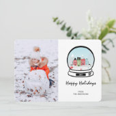 Winterschnee Globe Fotokarte Feiertagskarte (Stehend Vorderseite)