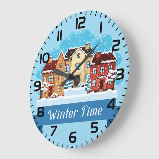 Winterschnee Große Wanduhr (Winkel)