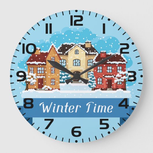 Winterschnee Große Wanduhr (Vorderseite)