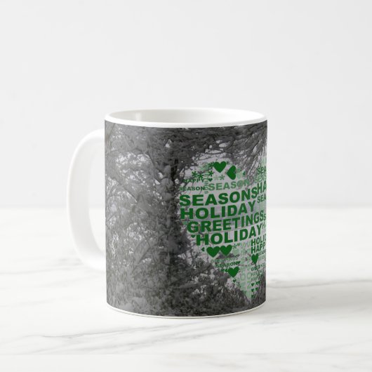 Winterschnee Herz Weihnachten Foto Kaffee Tee Tass Kaffeetasse (Vorderseite Links)