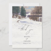 Winterschnee Hochzeit im Wasser Dankeskarte (Vorderseite)