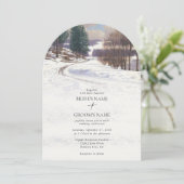 Winterschnee Hochzeit im Wasser Einladung (Stehend Vorderseite)