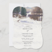 Winterschnee Hochzeit im Wasser Einladung (Vorderseite)