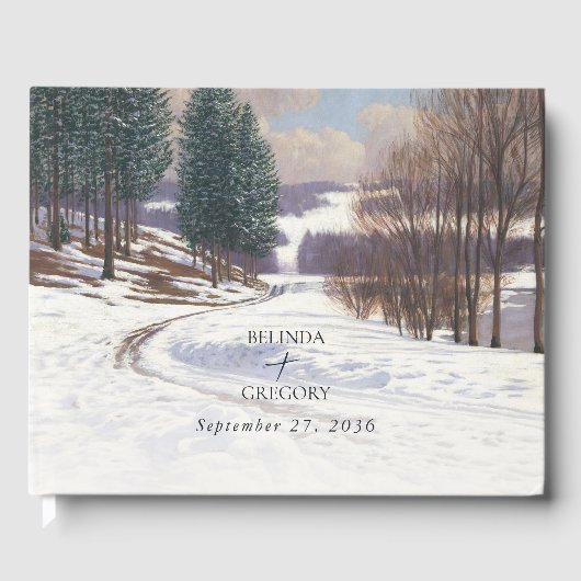 Winterschnee Hochzeit im Wasser Gästebuch (Vorderseite)