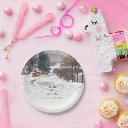 Winterschnee Hochzeit im Wasser Pappteller (Party)