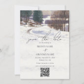 Winterschnee Hochzeit im Wasser Save The Date (Vorderseite)