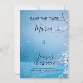 Winterschnee Hochzeitkarte Save the Date (Vorderseite)