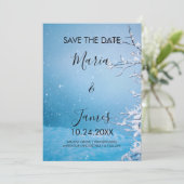 Winterschnee Hochzeitkarte Save the Date (Stehend Vorderseite)