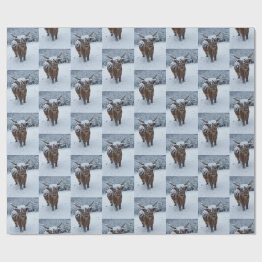 Winterschnee-Höhlenkühe Geschenkpapier (Flach)