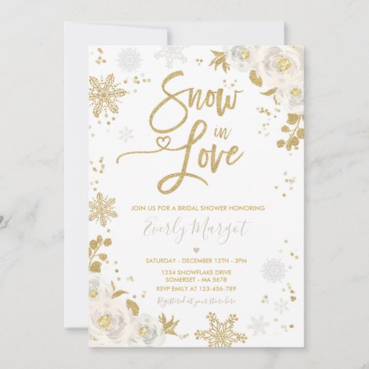 Winterschnee im Brautparty in Liebe Einladung (Vorderseite)