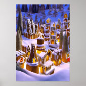 Winterschnee im Dorf Gingerbrot | AI Art Poster (Vorne)