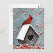 Winterschnee im Norden des Kardinals Postkarte (Vorne/Hinten)