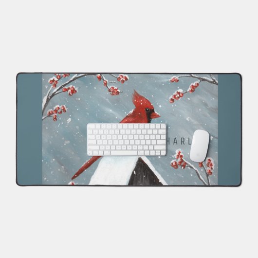 Winterschnee im Norden des Kardinals Schreibtischunterlage (Tastatur & Maus)
