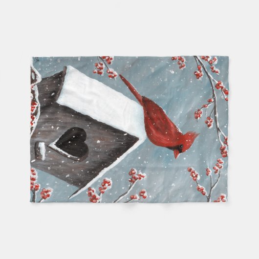 Winterschnee im nördlichen Kardinal Fleecedecke (Vorderseite (Horizontal))