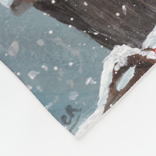 Winterschnee im nördlichen Kardinal Fleecedecke (Ecke)