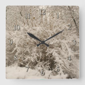 Winterschnee im Ornament Quadratische Wanduhr (Vorderseite)