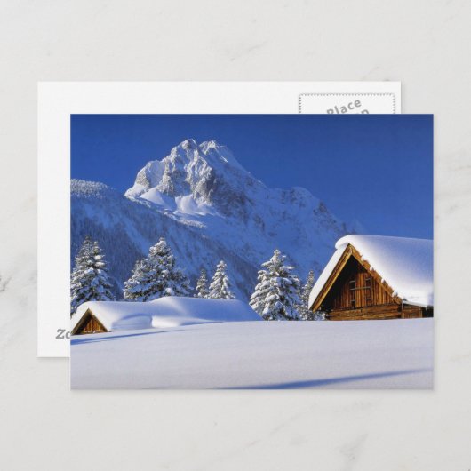 Winterschnee in den Bergen Postkarte (Vorne/Hinten)