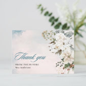 Winterschnee in der Liebe Brautparty Dankeskarte (Stehend Vorderseite)