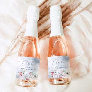 Winterschnee in der Liebe Brautparty Schaumweinetikett