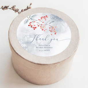 Winterschnee in der Liebe Brautparty vielen Dank Runder Aufkleber