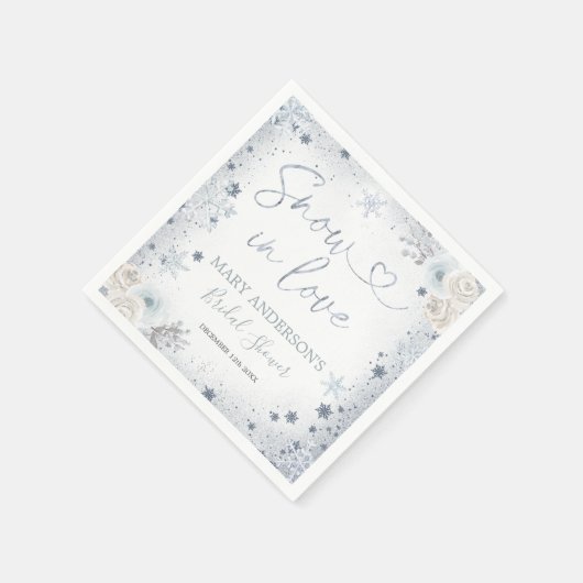 Winterschnee in der Liebe Snowflake Brautparty Pap Serviette (Ecke)