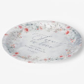 Winterschnee in Liebe elegantes Brautparty Pappteller (Schrägansicht)