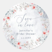 Winterschnee in Liebe elegantes Brautparty Runder Aufkleber (Vorderseite)