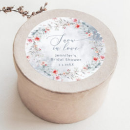 Winterschnee in Liebe elegantes Brautparty Runder Aufkleber