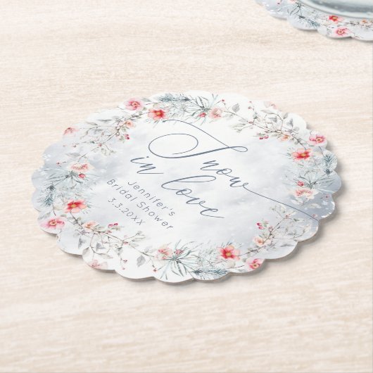 Winterschnee in Liebe elegantes Brautparty Untersetzer (angewinkelt)