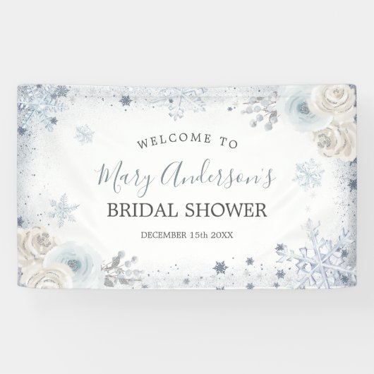 Winterschnee in Liebe Snowflake Brautparty Grosses Banner (Horizontal)