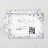 Winterschnee in Liebe Snowflake Bridal QR Rsvp Car Dankeskarte (Vorne/Hinten)