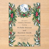 Winterschnee-Kiefer-Hochzeit Acryleinladungen (Vorderseite)