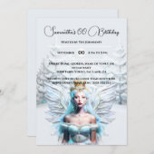 Winterschnee Königin Feenwald blaue Weiße Mädchen Einladung (Vorne/Hinten)