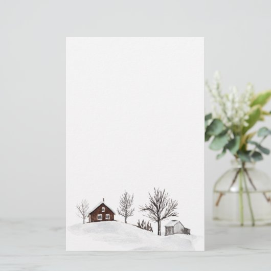 Winterschnee Landschaft Hirsch Briefpapier (Stehend Vorderseite)
