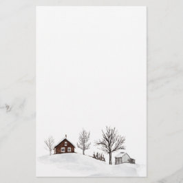 Winterschnee Landschaft Hirsch Briefpapier