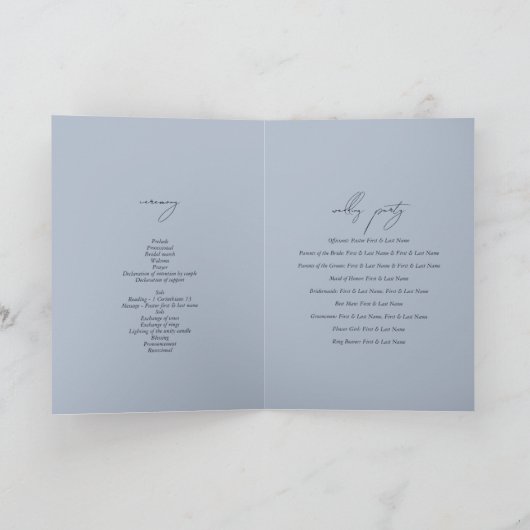 Winterschnee Landschaft Hochzeitserie Programm (Innenseite)