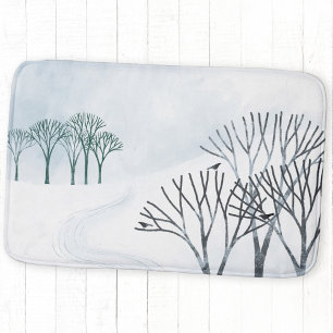 Winterschnee Landschaft Kunst Badematte