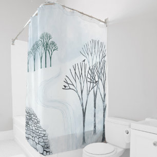 Winterschnee Landschaft Kunst Duschvorhang