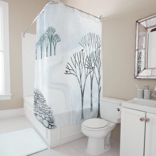 Winterschnee Landschaft Kunst Duschvorhang (Beispiel)