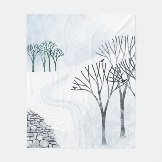 Winterschnee Landschaft Kunst Fleecedecke (Vorderseite)