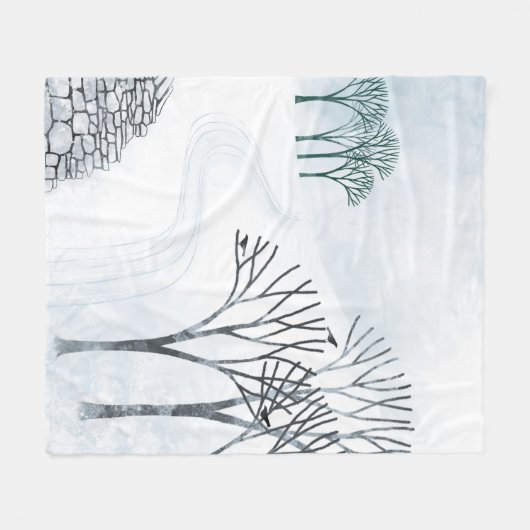Winterschnee Landschaft Kunst Fleecedecke (Vorderseite (Horizontal))