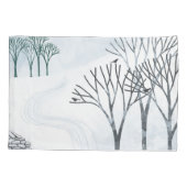 Winterschnee Landschaft Kunst Kissenbezug (Rückseite-Links)