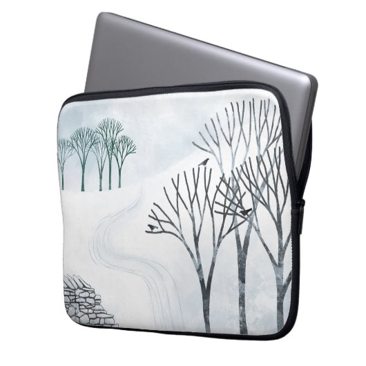 Winterschnee Landschaft Kunst Laptopschutzhülle (Vorderseite Links)