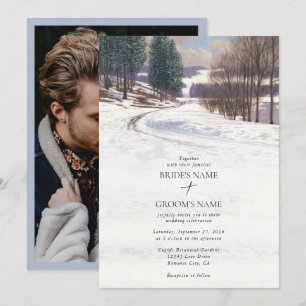 Winterschnee Landschaft Wasserfarben Hochzeitliche Einladung