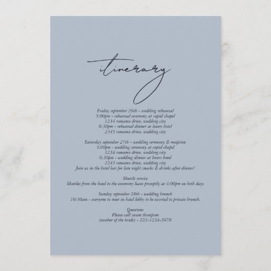 Winterschnee Landschaft Wasserfarben Hochzeitreise Programm (Rückseite)