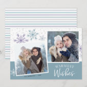 Winterschnee Lila Blau 2 Fotos Weihnachten (Vorne/Hinten)