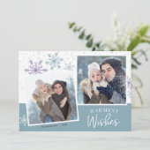 Winterschnee Lila Blau 2 Fotos Weihnachten (Stehend Vorderseite)