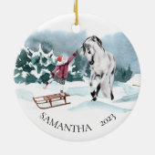 Winterschnee mit Girl Keramik Ornament (Hinten)